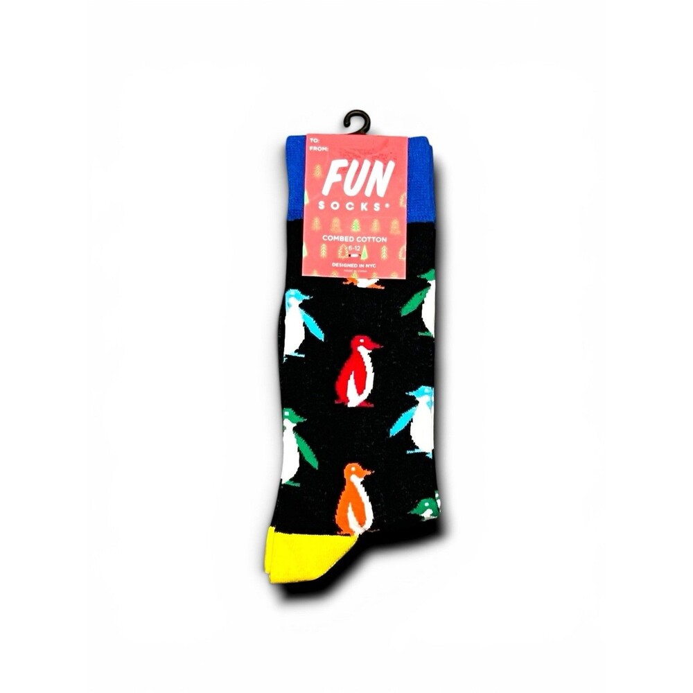 Fun Socks Men's Combed Cotton Penguins Crew Socks